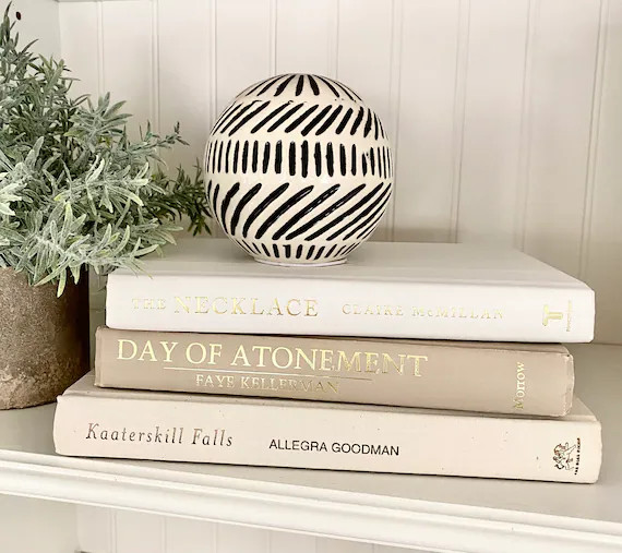 Neutral books, staging books, home decor, decorative books, bookshelf decor, table books, vintage... | Etsy (US)