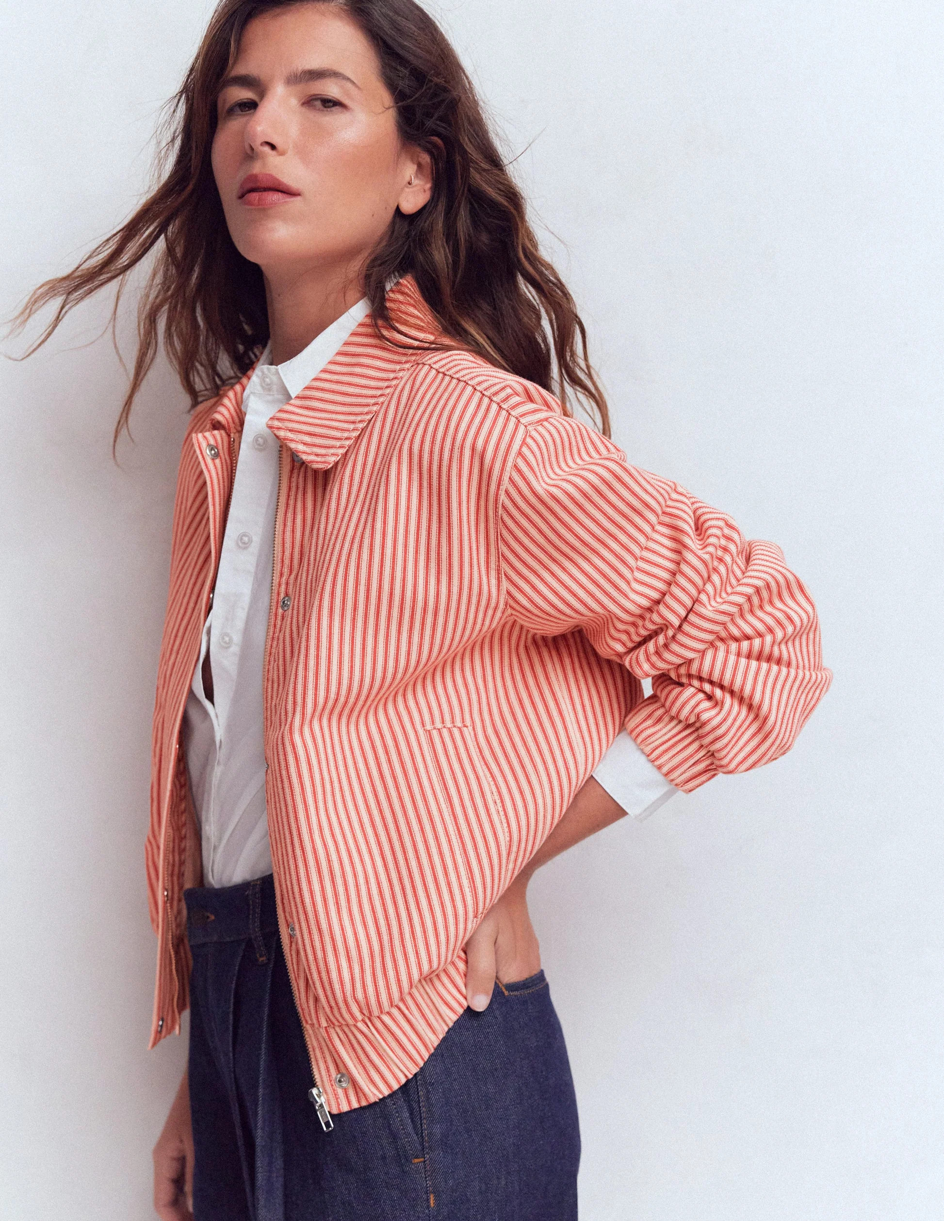 Harrington Jacket-Red Tram Stripe | Boden (US)