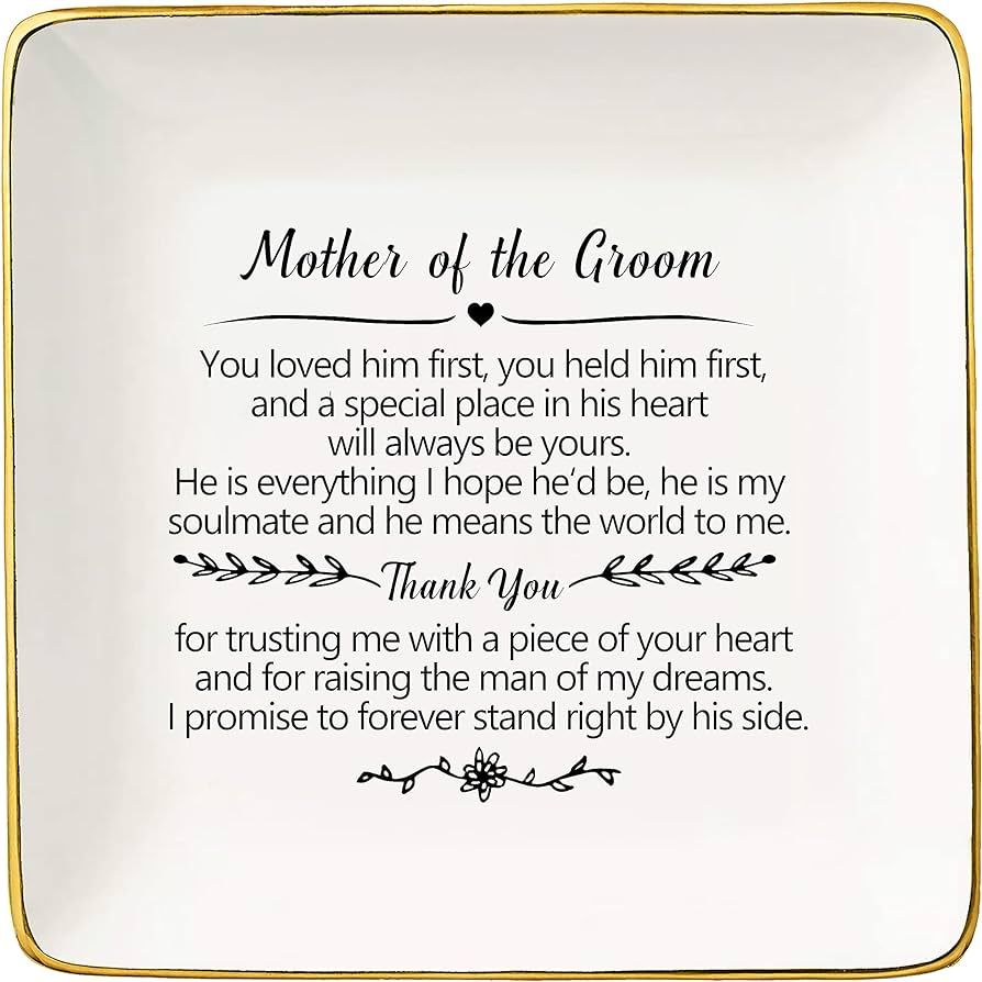 Topthink Ceramic Jewelry Holder Gift for Mother of the Groom -You Loved Him First-Thank You Gift ... | Amazon (US)