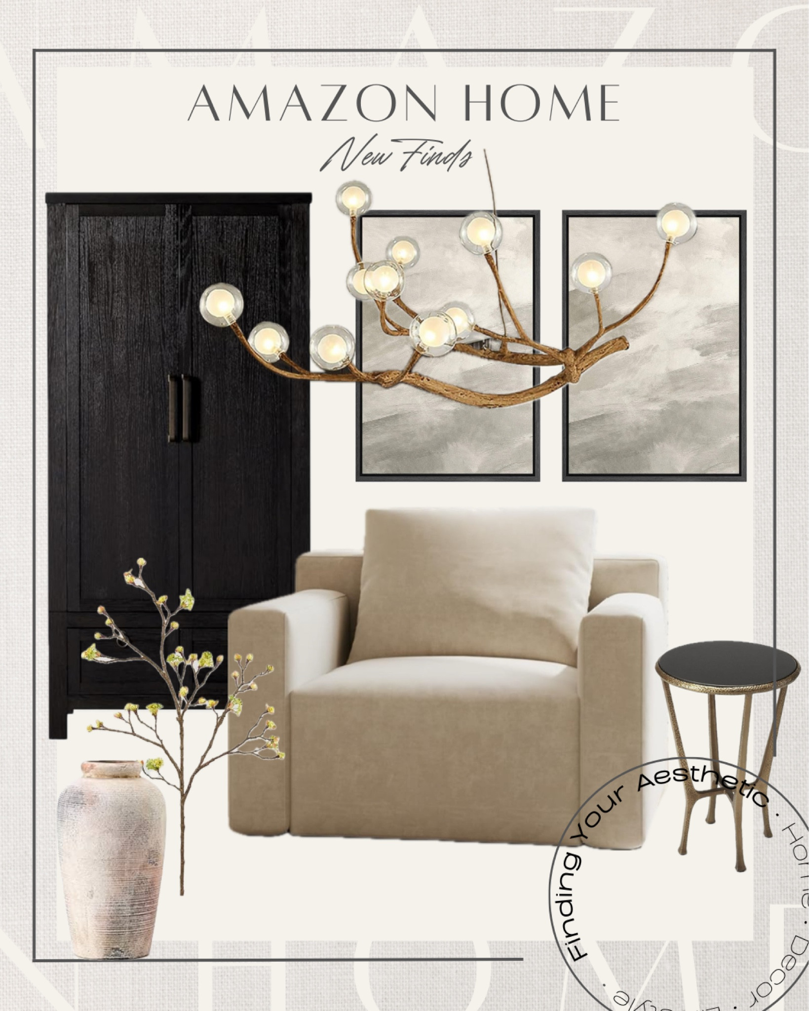 Amazon Home new finds -

Oversized armchair // accent chair neutral // RH inspired accent chair // side table brass // rustic vase // faux stems // black storage cabinet // abstract wall art // designer inspired home // designer inspired chandelier // modern chandelier // neutral home

#LTKSaleAlert #LTKHome