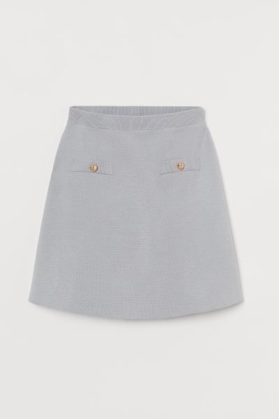 Short skirt in a fine-knit viscose blend. Regular waist, waistband with covered elastic, and mock... | H&M (US + CA)