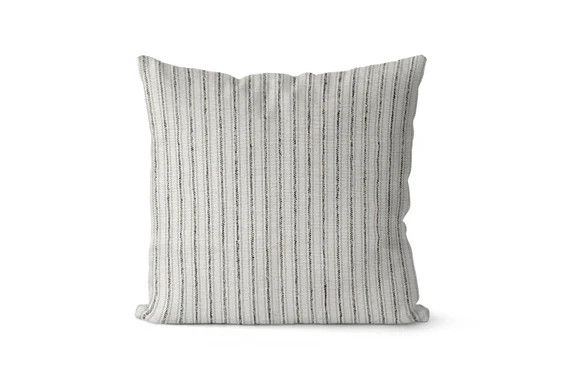 Black Beige Tan Pillow Cover // Rustic Striped Pillow Cover // | Etsy | Etsy (US)