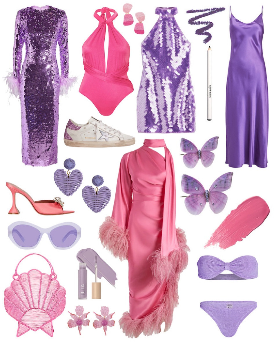 LILAC + PINK:
Silky, pastel hues adorned with sparkles and feathers feel soft, sensual, and ultra-feminine.