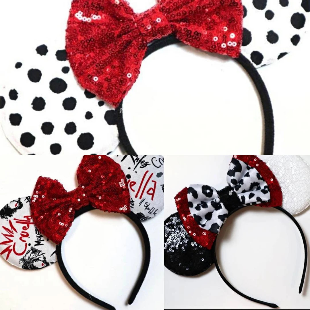 Cruella Minnie Ears / 101 Dalmatian Ears / Cruella Inspired Mickey Minnie Mouse Ears / Headband /... | Etsy (US)