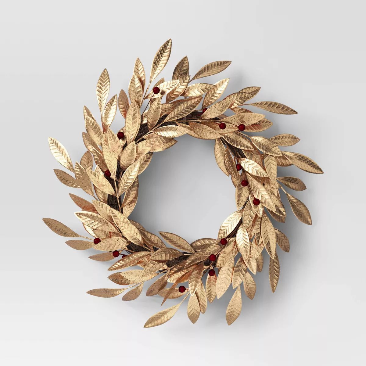 22" Metallic and Glittered Leaves Decorative Christmas Wreath Gold - Wondershop™ | Target