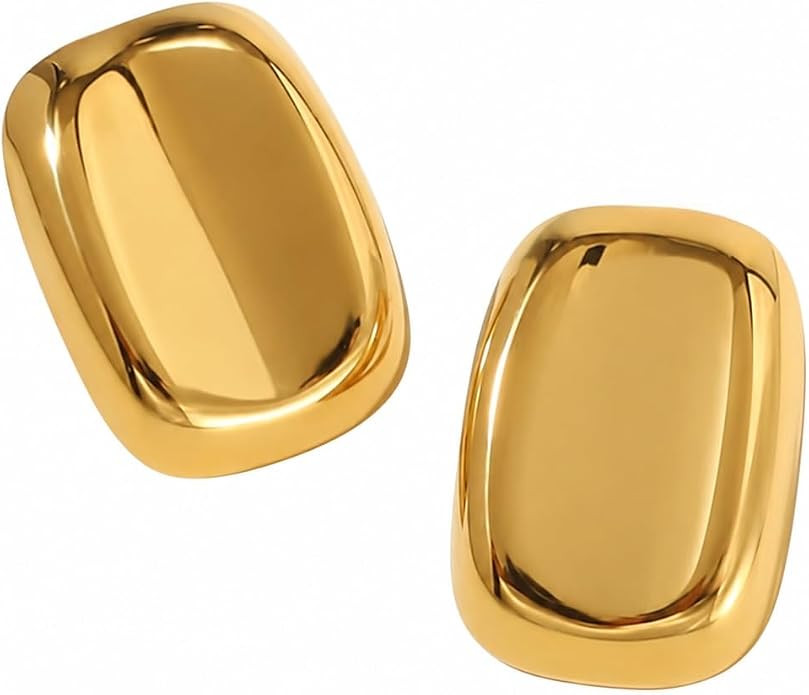 Forme Earrings | Chunky 18k Gold Statement Earrings for Women – Gold Rounded Dome Stud Earrings... | Amazon (US)