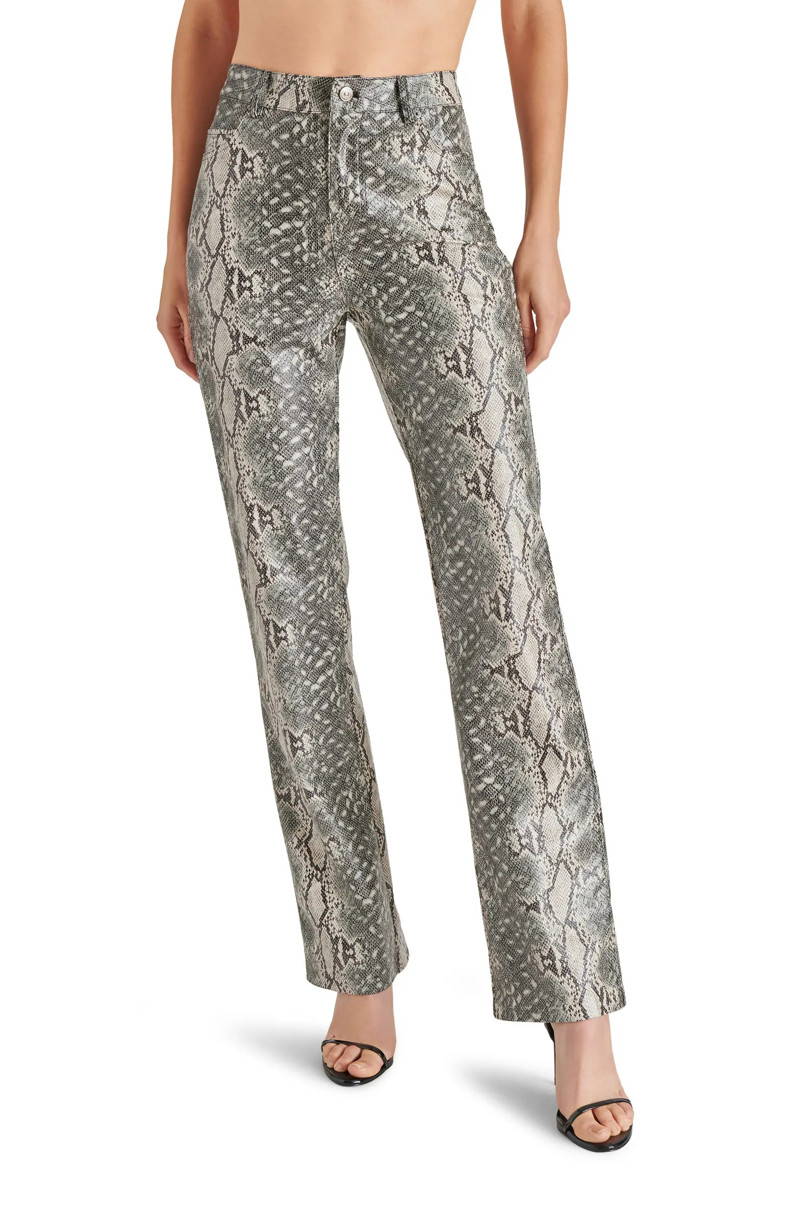 Loren Embossed Snakeskin Print Faux Leather Straight Leg Pants | Nordstrom