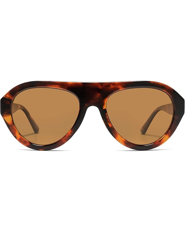 Polarized Retro 90s Aviator Sunglasses Womens Mens Trendy Round Pilot Sun Glasses Single Bridge A... | Amazon (US)