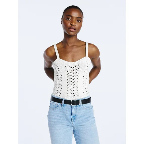Scoop Women’s and Women's Plus Crochet Sweater Tank Top with Sweetheart Neck, Sizes XS-4X | Walmart (US)