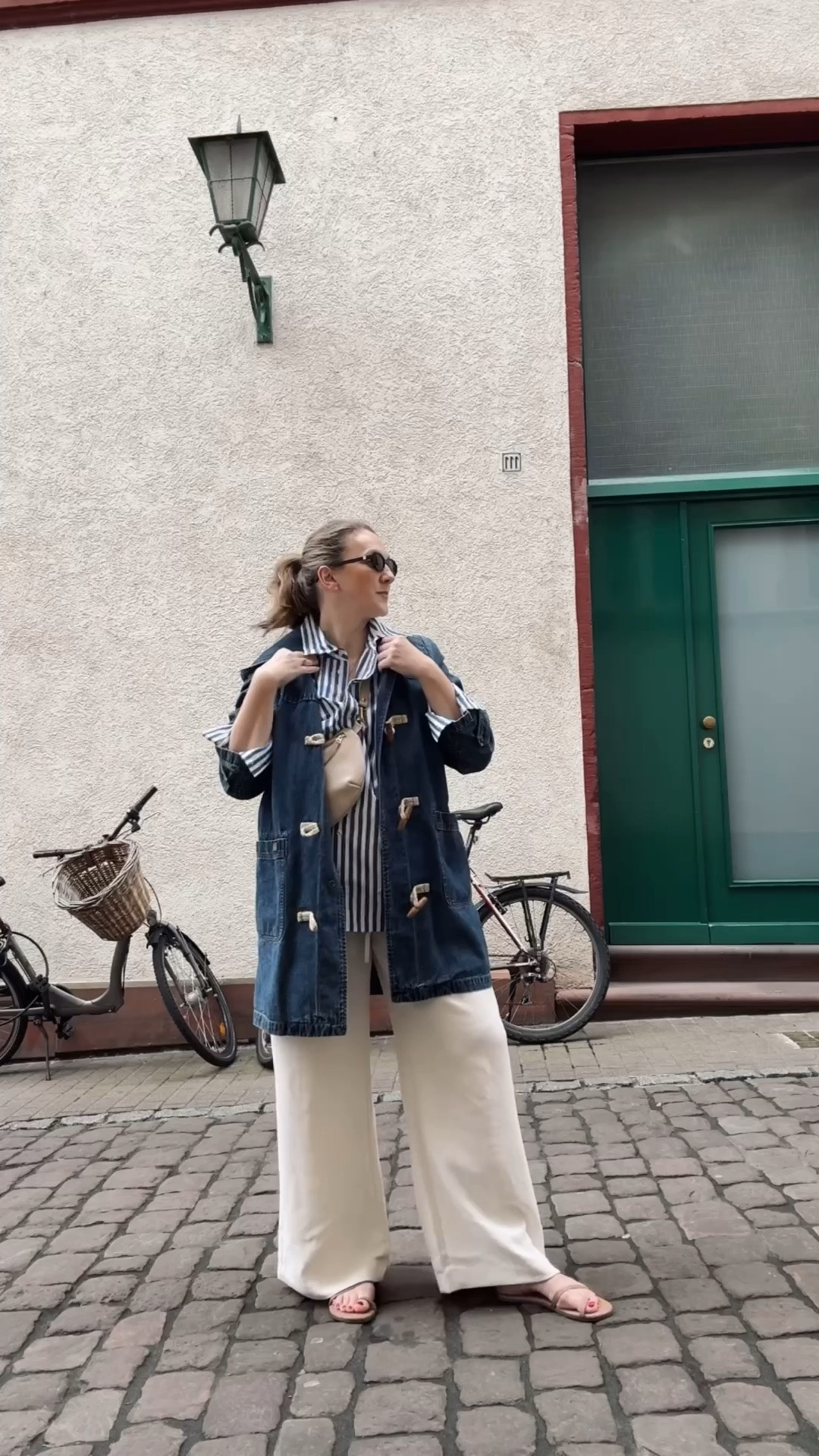Spring EU Travel Capsule - Day 1
Button Down - Gap- tts - 40% off right now! this is up a size but i didn’t need to 
Pants- Aritzia - tts 
Jacket - Vintage RL but linking an other 
Sandals - Tkees - tts 
Bag- Abby Alley 
Sunnies- Target

#LTKootd #LTKTravel