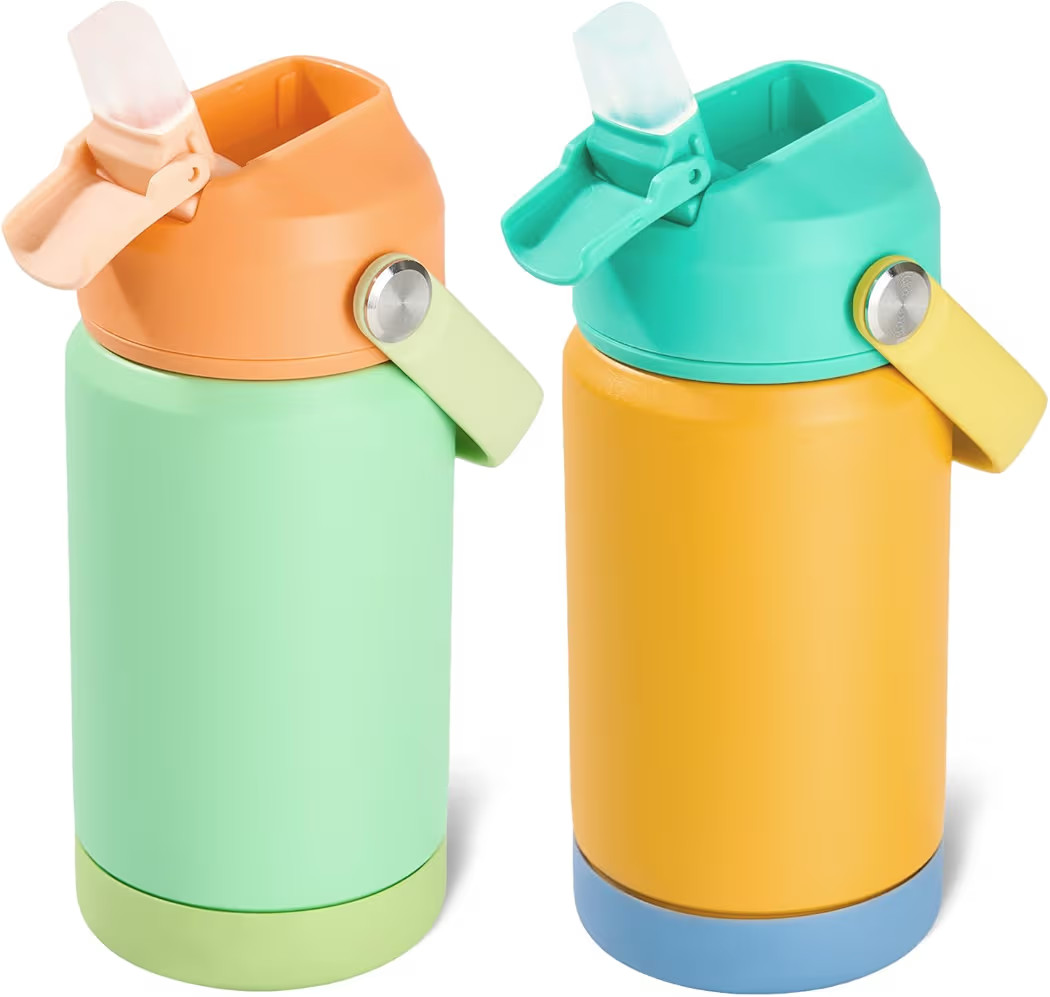 Kerilyn 12oz Kids Water Bottle 2 Pack, Stainless Steel Insulated Water Bottle Bulk, Toddler Cups ... | Amazon (US)