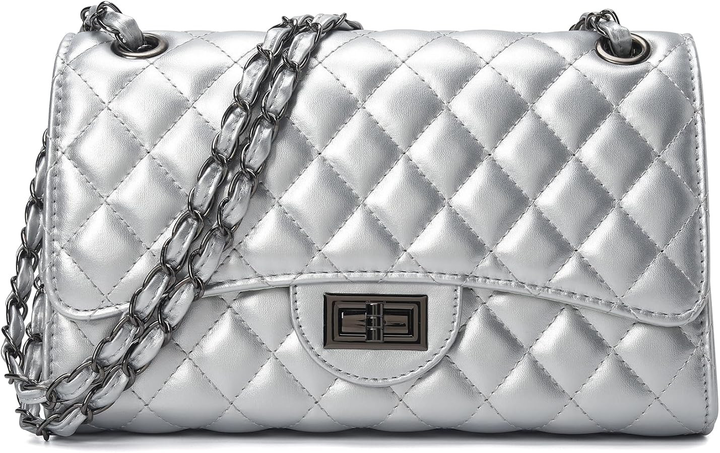 Quilted Leather Crossbody Bags for Women Trendy Ladies Shoulder Purse Satchel HandBag with Chain ... | Amazon (US)