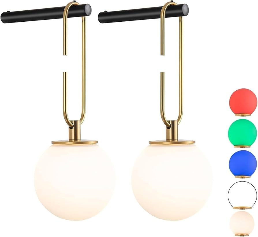Battery Operated Wall sconces,Dimmable Wall Sconce Set of 2 with 6 RGB Colors,Modern Style Wall L... | Amazon (US)