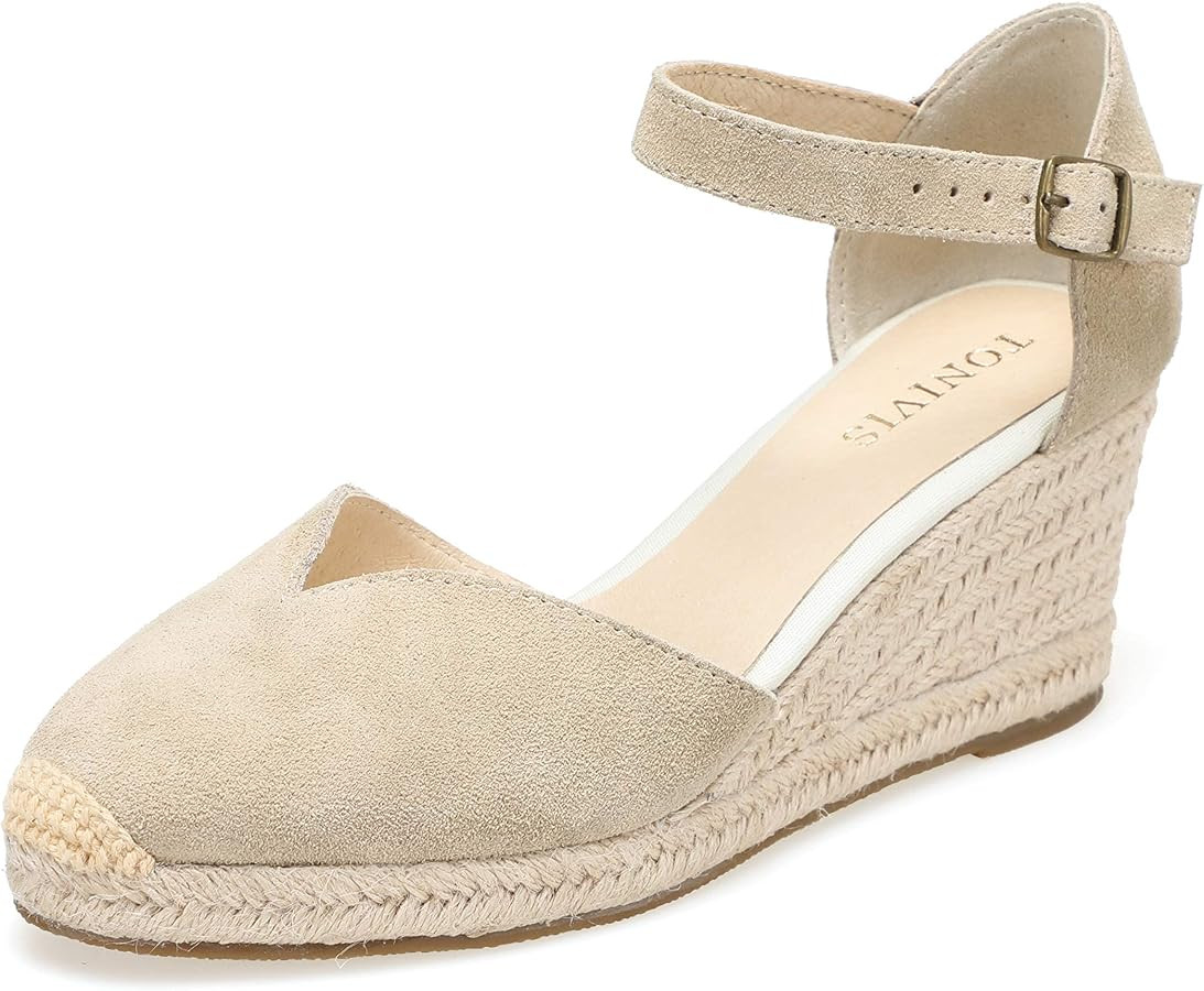 Women's Closed Toe Espadrille Wedge Sandals, Ankle Strap | Amazon (US)