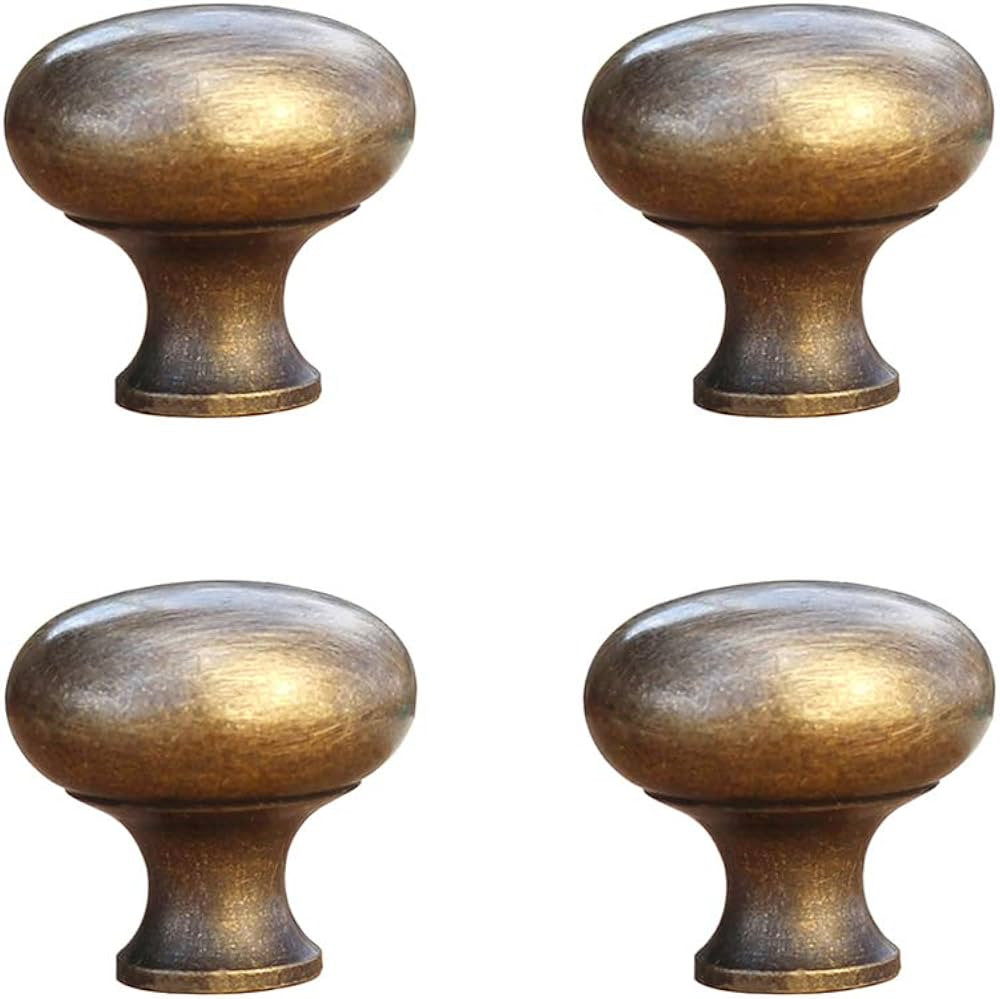 Tiazza 4pcs Solid Brass Knobs Antique Cabinet Drawer Small Pulls Modern Minimalist Handle (Antiqu... | Amazon (CA)