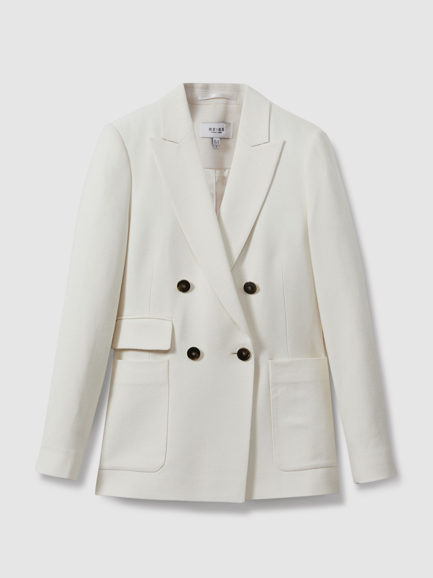 Reiss Double Breasted Twill Blazer in White | REISS | Reiss US