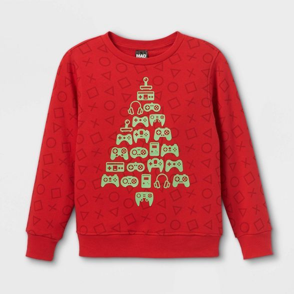 Kids' Console Tree Pullover Sweatshirt - Red | Target