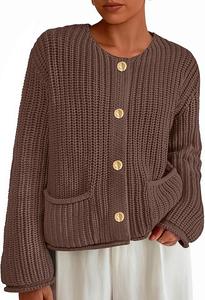 PRETTYGARDEN Cardigan Sweaters for Women 2026 Trendy Oversized Knit Chunky Button Cardigans Fall ... | Amazon (US)