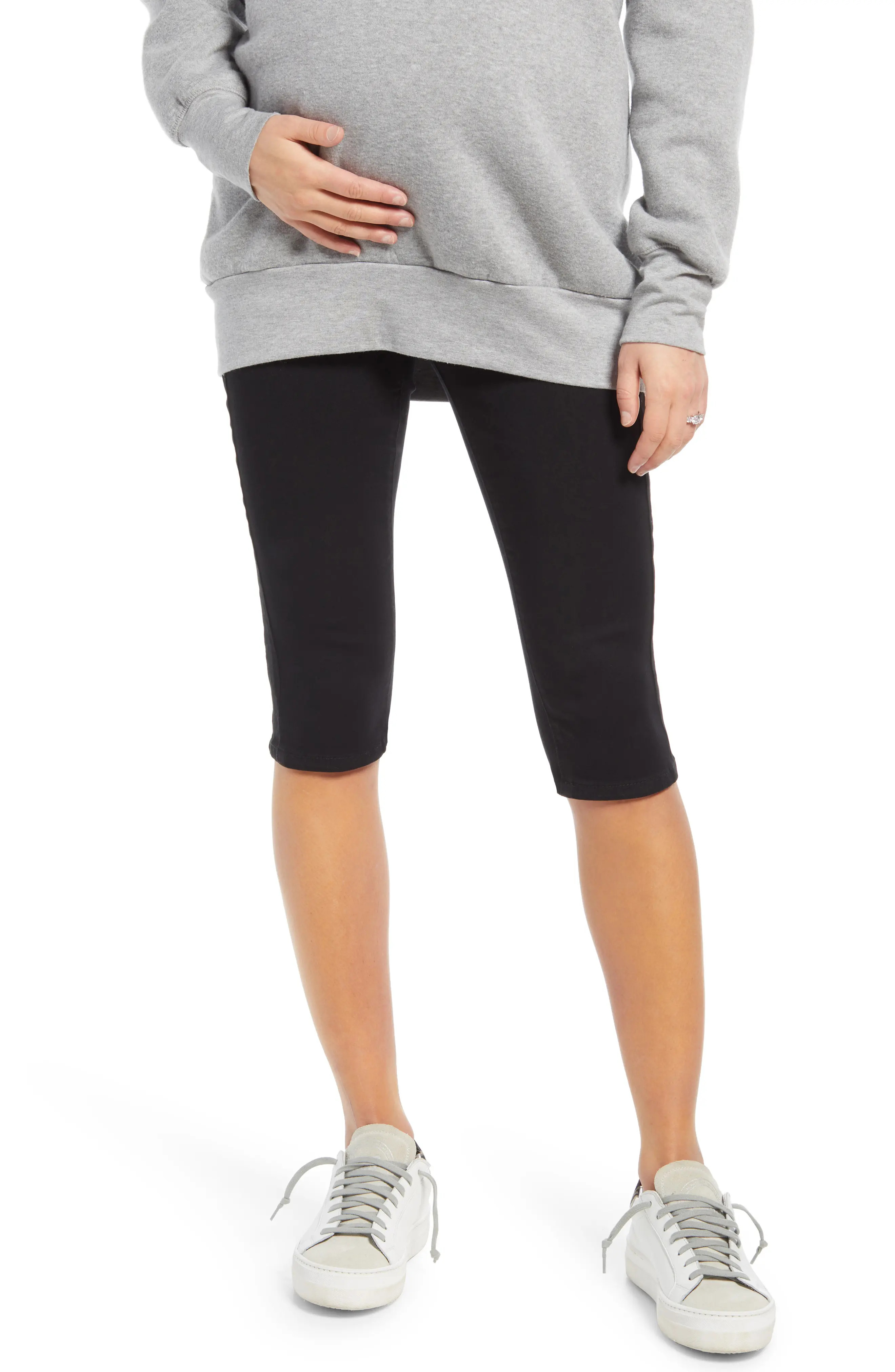 Women's 1822 Denim Cozy Athleisure Pull-On Maternity Biker Shorts, Size 24 - Black | Nordstrom