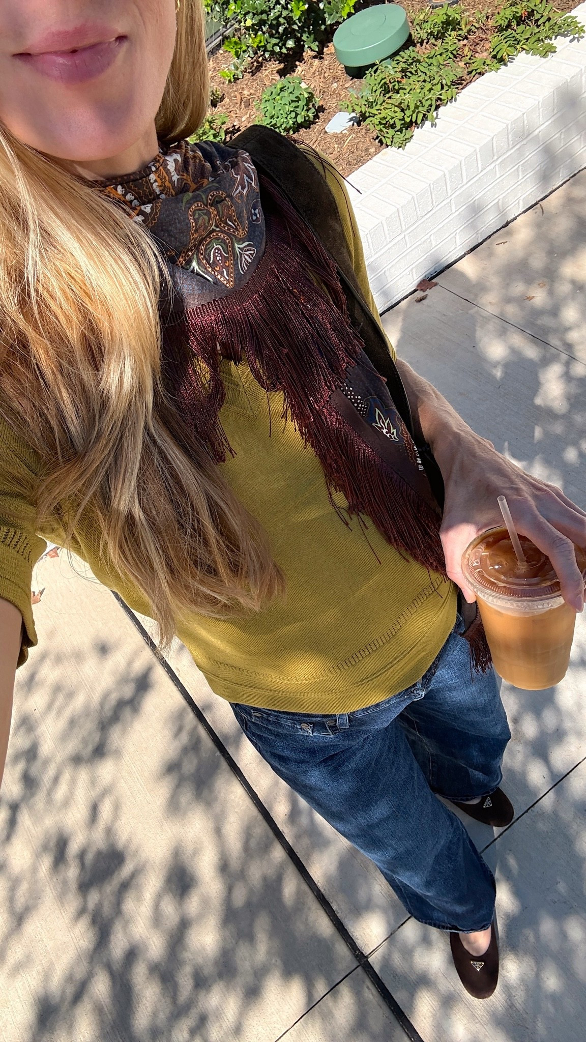 Zara scarf back in stock! Linked my red version too. S sweater tee, 25 jeans, flats TTS