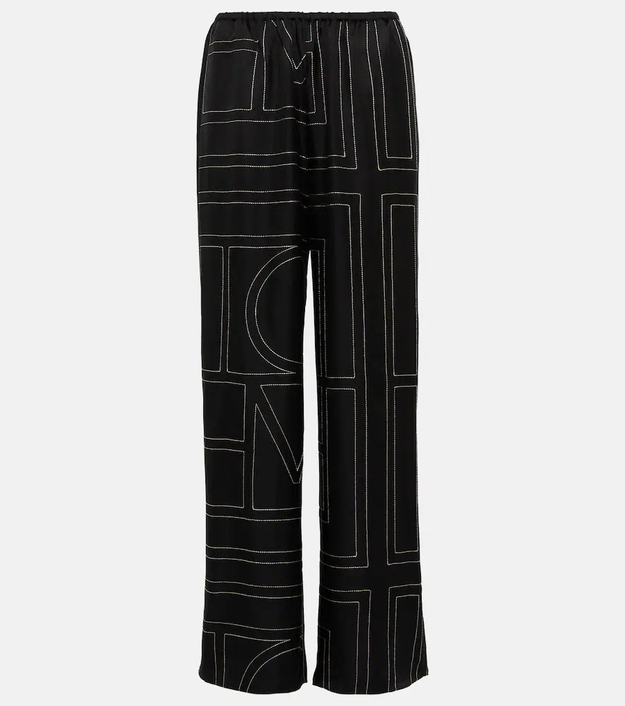 Toteme Logo wide-leg silk pants | Mytheresa (US/CA)
