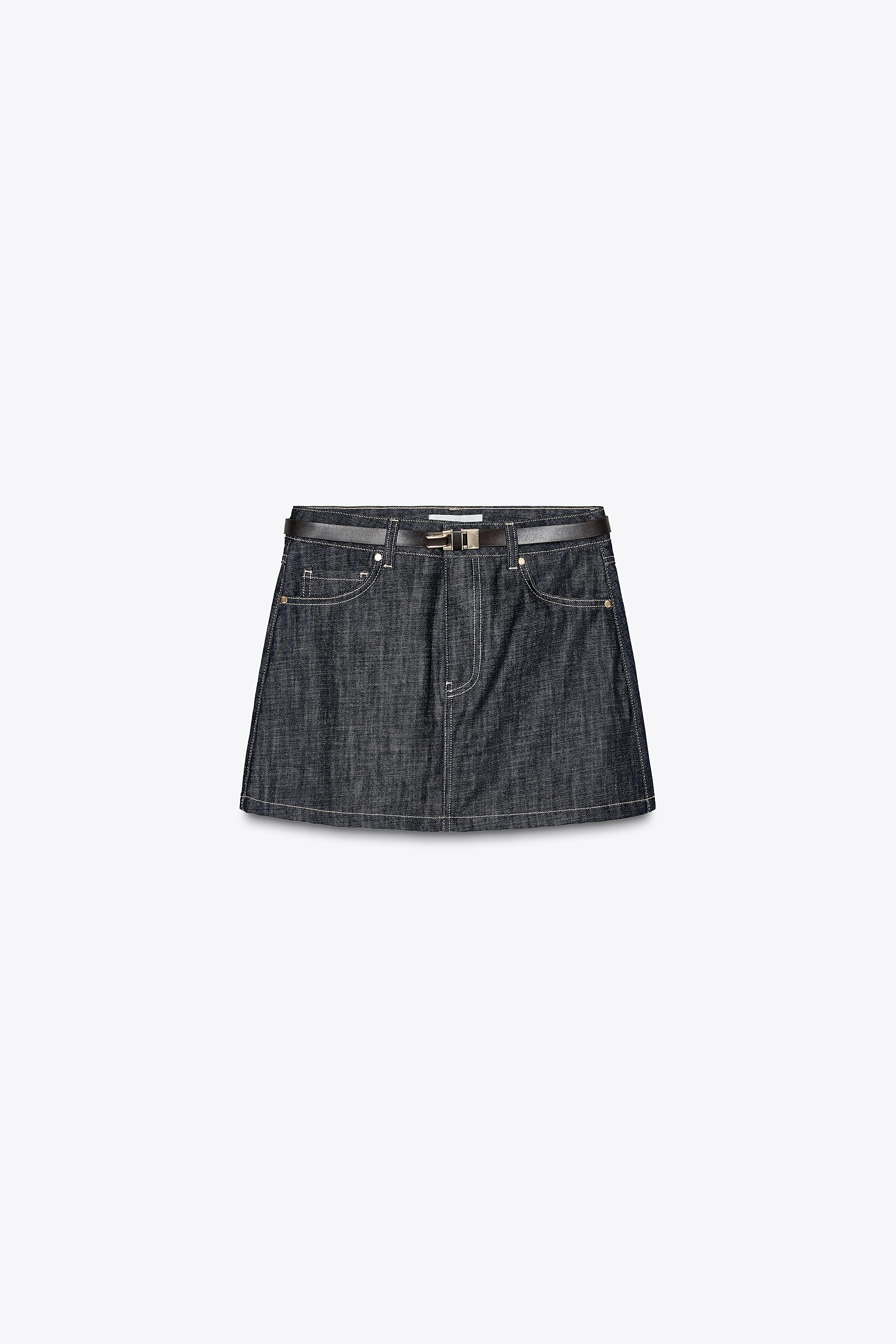 Z1975 BELTED MINI DENIM SKIRT | Zara US