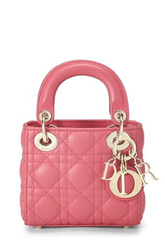 Dior, Pre-Loved Pink Lambskin Leather Lady Dior Micro, Pink | Amazon (US)