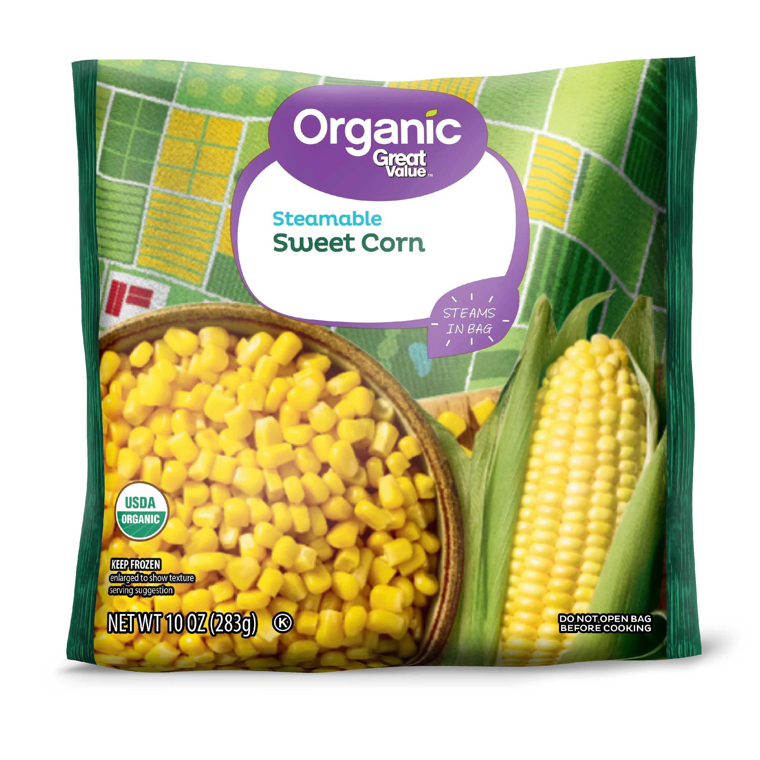 Great Value Organic Steamable Sweet Corn, 10 oz, Frozen - Walmart.com | Walmart (US)