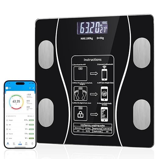 Digital Simple and Practical Body Fat Scale with Led Display, Bathroom Scale with Smartphone App ... | Amazon (US)