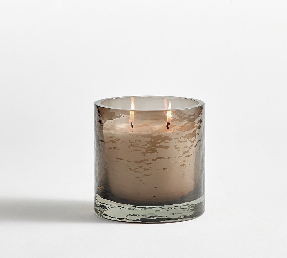 Hammered Glass Scented Candles - Bergamot & White Oak | Pottery Barn (US)