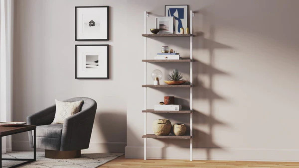 Theo Ladder Bookcase | 5-Shelf | Wood Finish | Nathan James