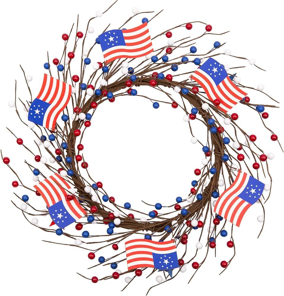 Skrantun 18 Inch Independent Day Wreath 4th of July Wreath American Flag Wreath Memorial Day Wrea... | Amazon (US)