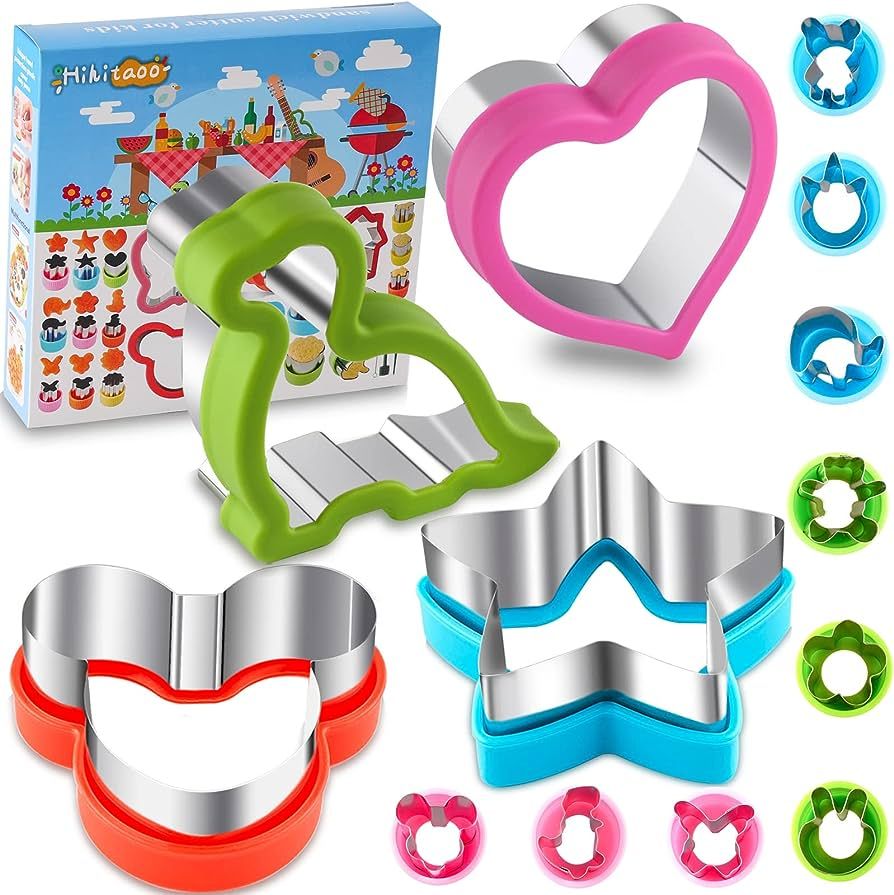 Stainless Steel Sandwiches Cutter set Kids Vegetable Fruit Cutters Heart Star Dinosaur Mousehead ... | Amazon (US)