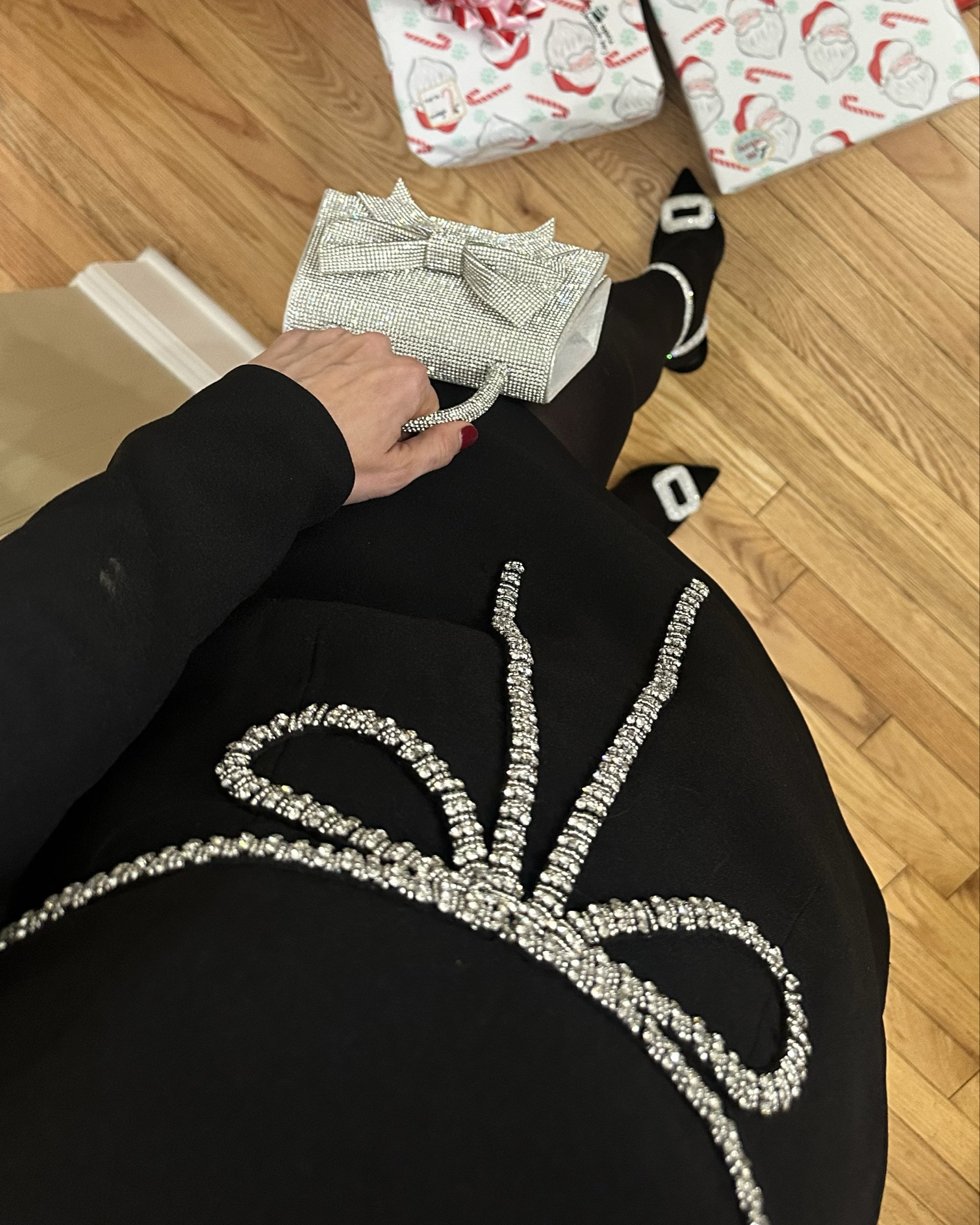 Holiday party outfit details! I love anything with bows, sparkles, or rhinestones this time of year. 

Holiday dress. Christmas dress. Party dress. Rhinestones. Bows. 

#LTKHoliday #LTKShoeCrush #LTKStyleTip