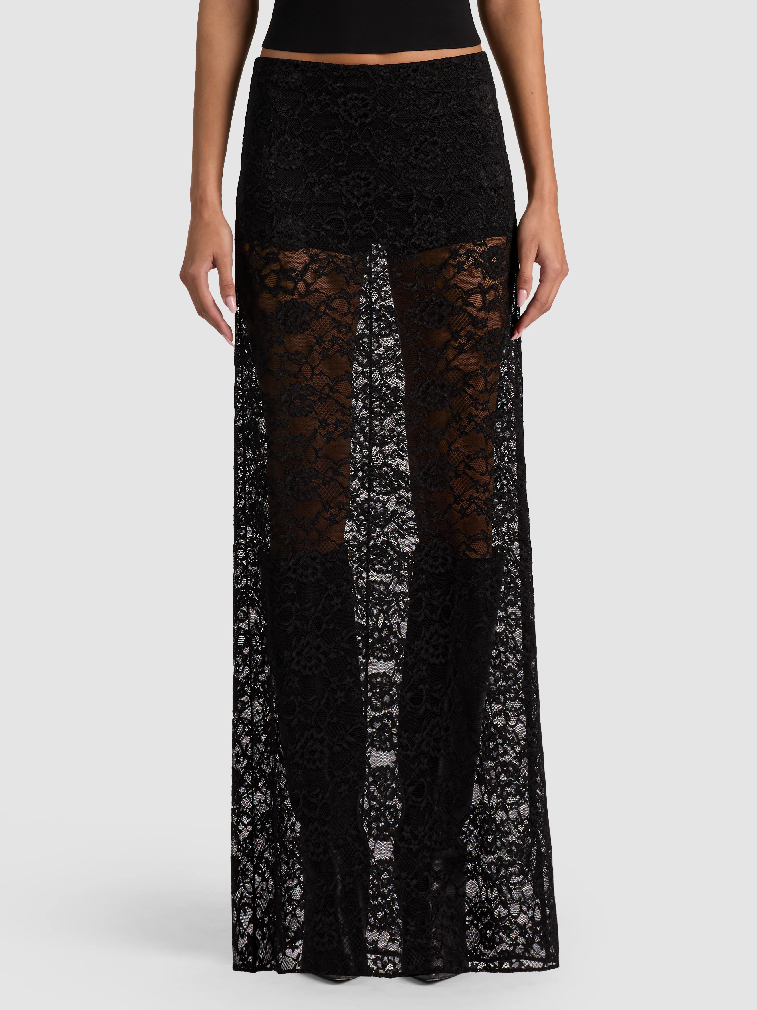 Maeve Lace Maxi Skirt With Hot Pant - Black | Alice + Olivia