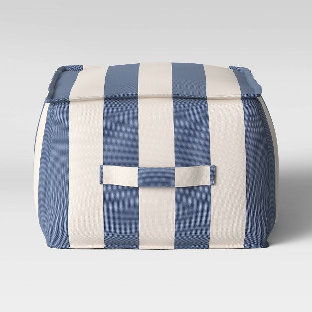 Cabana Stripe Outdoor Pouf  DuraSeason Fabric™ Navy/Cream - Threshold™ | Target
