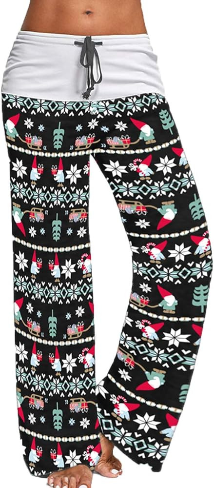 iChunhua Women's Comfy Stretch Floral Print Drawstring Palazzo Wide Leg Lounge Pant | Amazon (US)