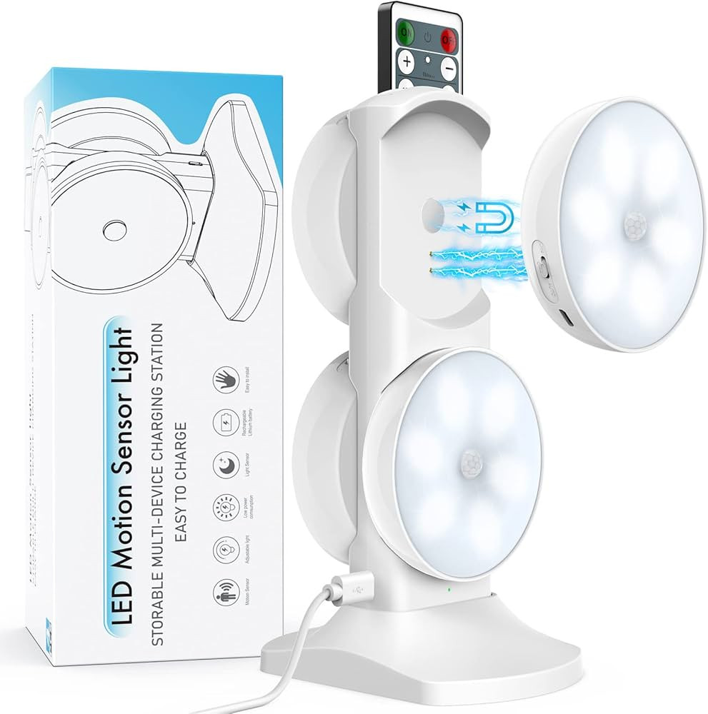 Upgraded Version LED Closet Lights Motion Sensor Puck Lights with Charging Station, USB Rechargea... | Amazon (US)