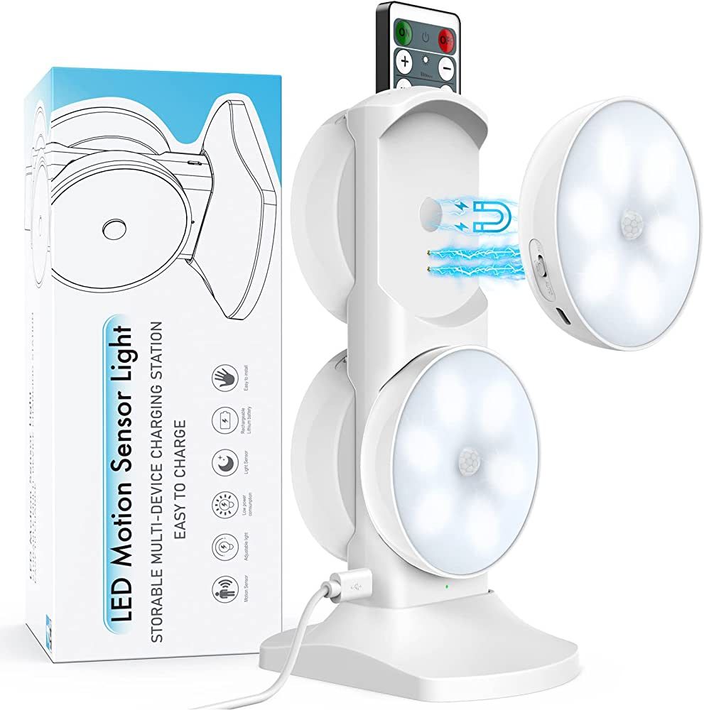 Upgraded Version LED Closet Lights Motion Sensor Puck Lights with Charging Station, USB Rechargea... | Amazon (US)