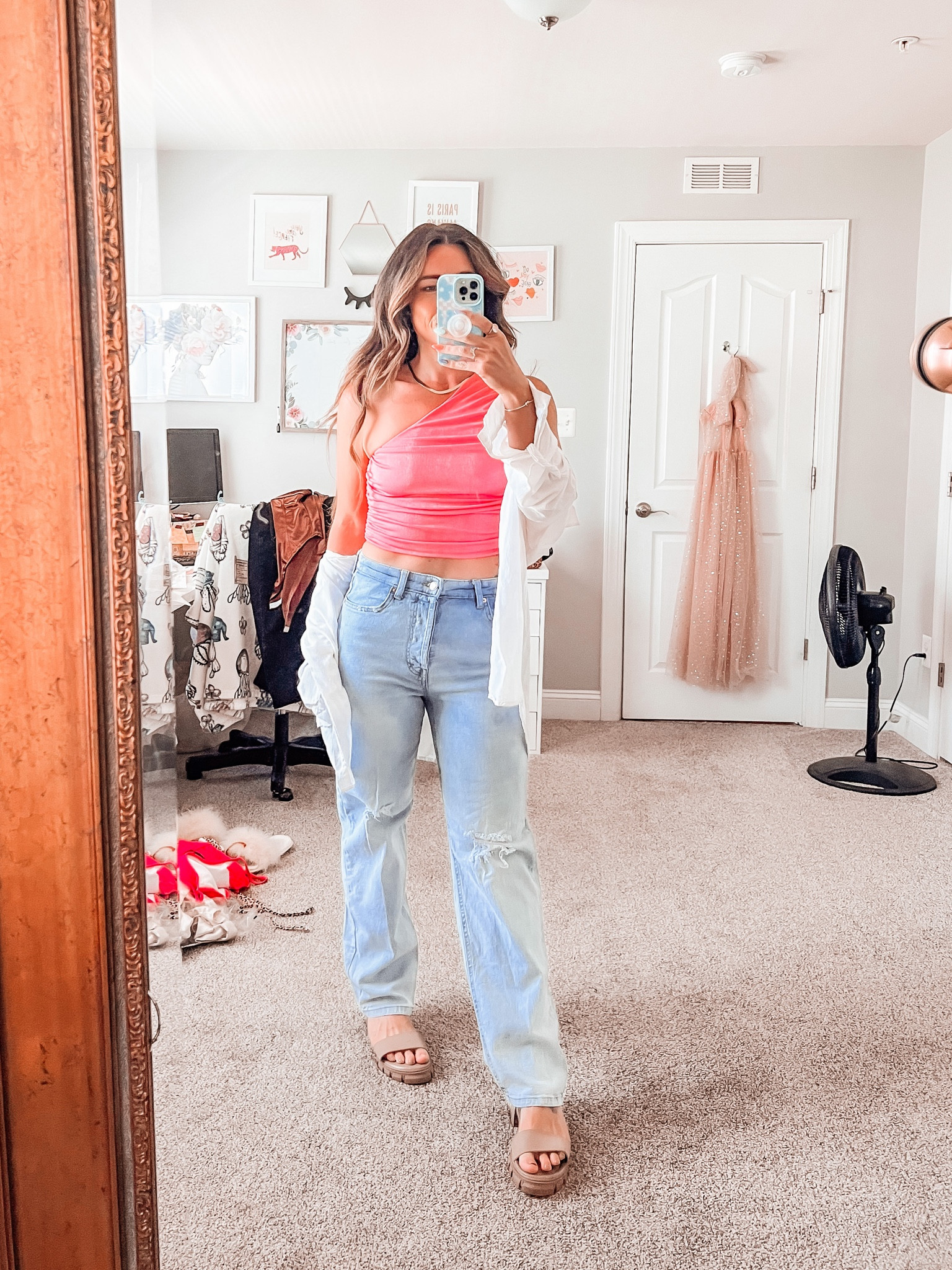 Summer Amazon outfit (with some of my favorite Target jeans! WildFable, so soft, slight stretch, button-up front. I have in so many colors).

One-shoulder crop top: Medium
Boyfriend button-up: Medium
Mom jeans: 6

Amazon fashion. Going out outfit. Casual outfit. Brunch. Girls day out  

#LTKunder50 #LTKstyletip #LTKSeasonal