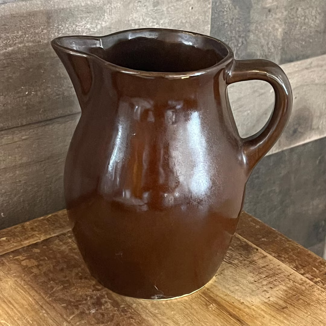 Vintage Roseville Brown Glaze Small Pottery Pitcher - Etsy | Etsy (US)