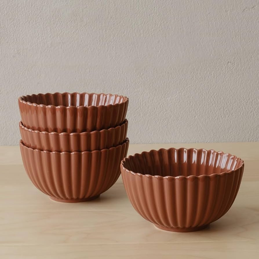 WENSHUO Flower-Shaped Daisy Bowl Set, 5.5" D × 2.9" H,17 fl oz Melted Caramel Color - Pack of 4... | Amazon (US)