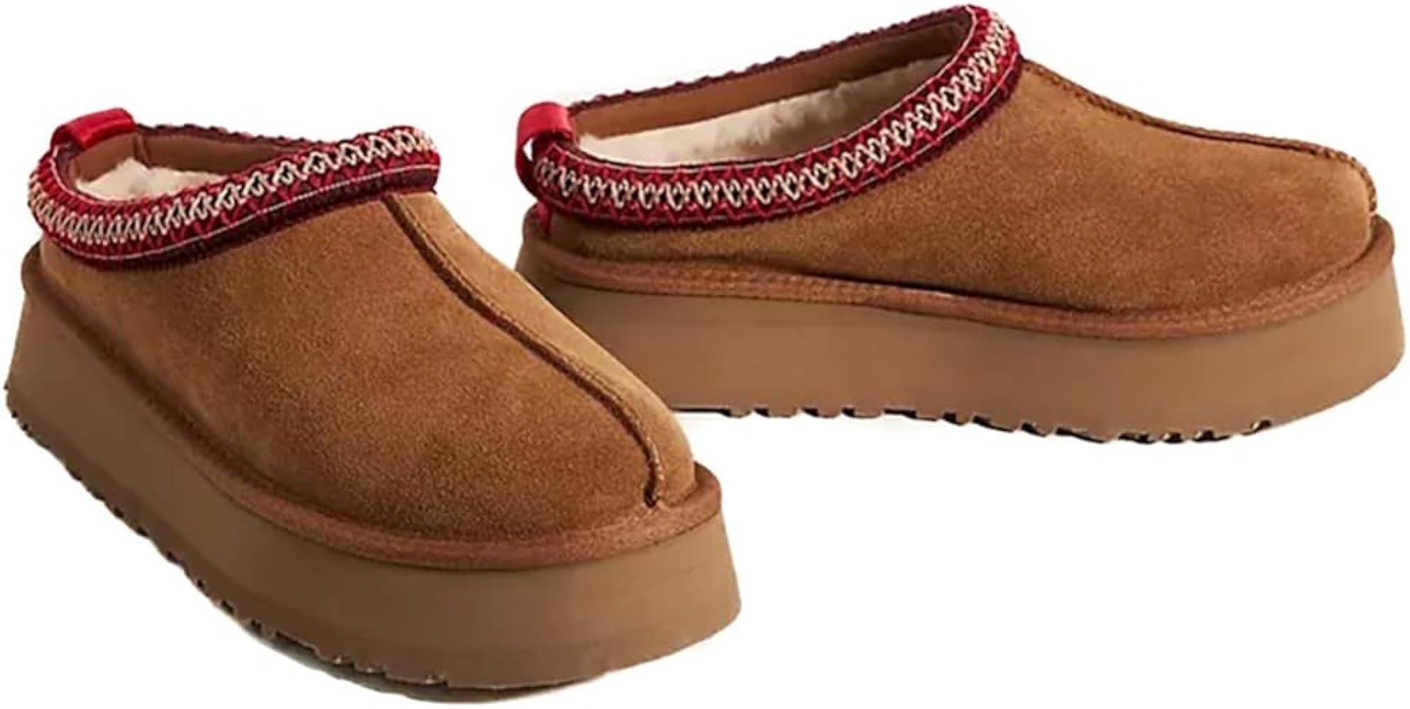 VARECOLA Faux Fur Platform Slippers Mini Fur Fleece Lined Suede Ankle Snow Boots | Amazon (US)