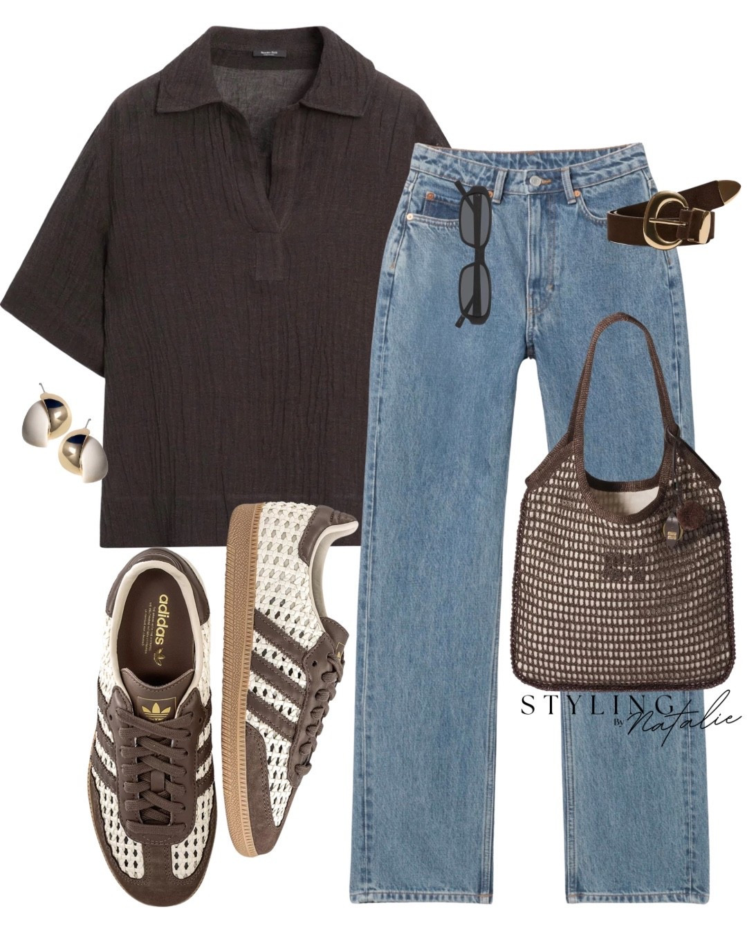 Neutral summer style 🐻🤎Linen polo top, jeans, Miu Miu tote bag and woven Adidas Samba trainers. Everyday wear, casual chic, Massimo Dutti, sneakers, high waist jeans, spring style

#LTKspring #LTKuk #LTKjeans