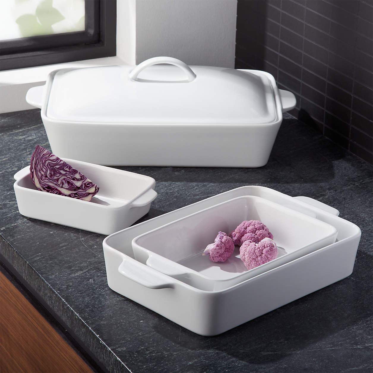 Potluck White Covered Baking Dish + Reviews | Crate & Barrel | Crate & Barrel