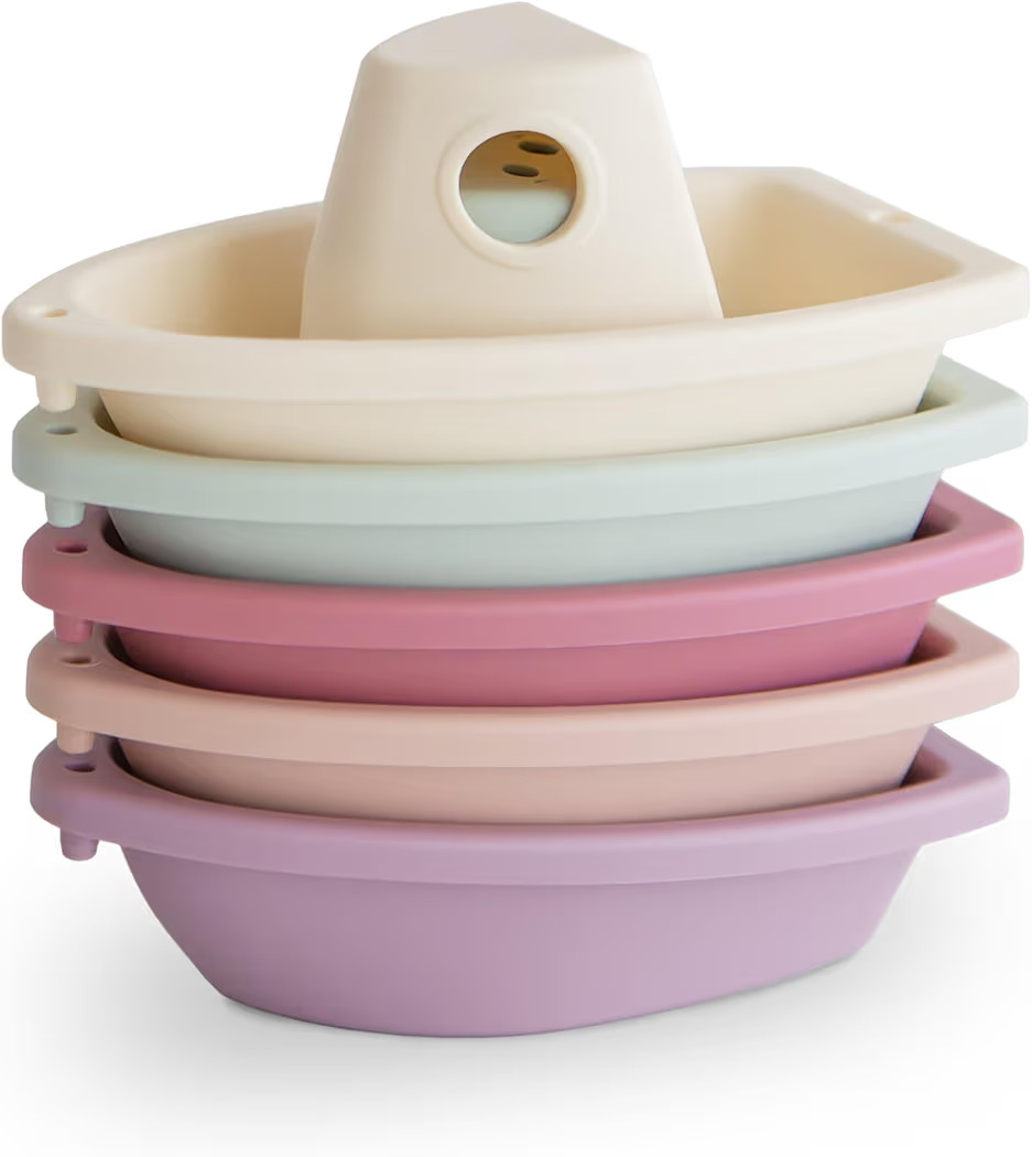 mushie Stackable Bath Boats Toy (Petal) | Floating Bathtub Toys for Baby & Toddler, Set of 5 | Ma... | Amazon (US)