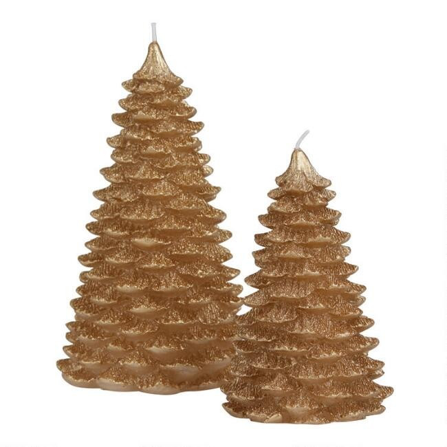 Gold Glittered Christmas Tree Candle | World Market