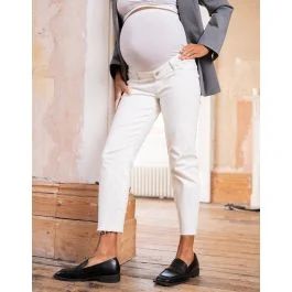 Cotton Cream Tapered Maternity Jeans | Seraphine US