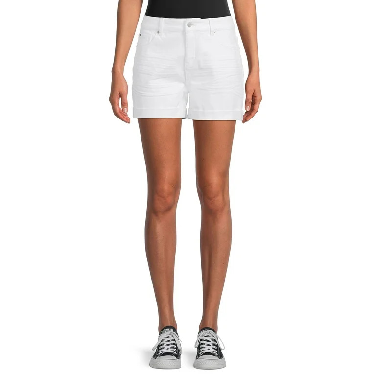 Time and Tru Women's Stretch Denim Double Roll Cuff Shorts | Walmart (US)