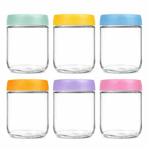grinkpeak Overnight Oats Containers with Lids, 6 Pack Wide-Mouth Mason Salad Jars, 16oz Glass Food Storage Containers, Perfect for Yogurt, Oatmeal, Fruit, Snacks, Spices | Amazon (US)
